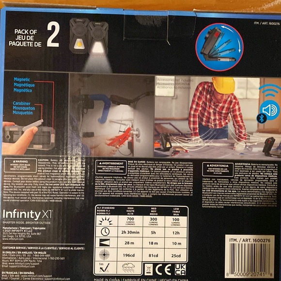 Infinity X1 Work Lights with Bluetooth Speakers, 2-pack NIB - never opened - Picture 3 of 3
